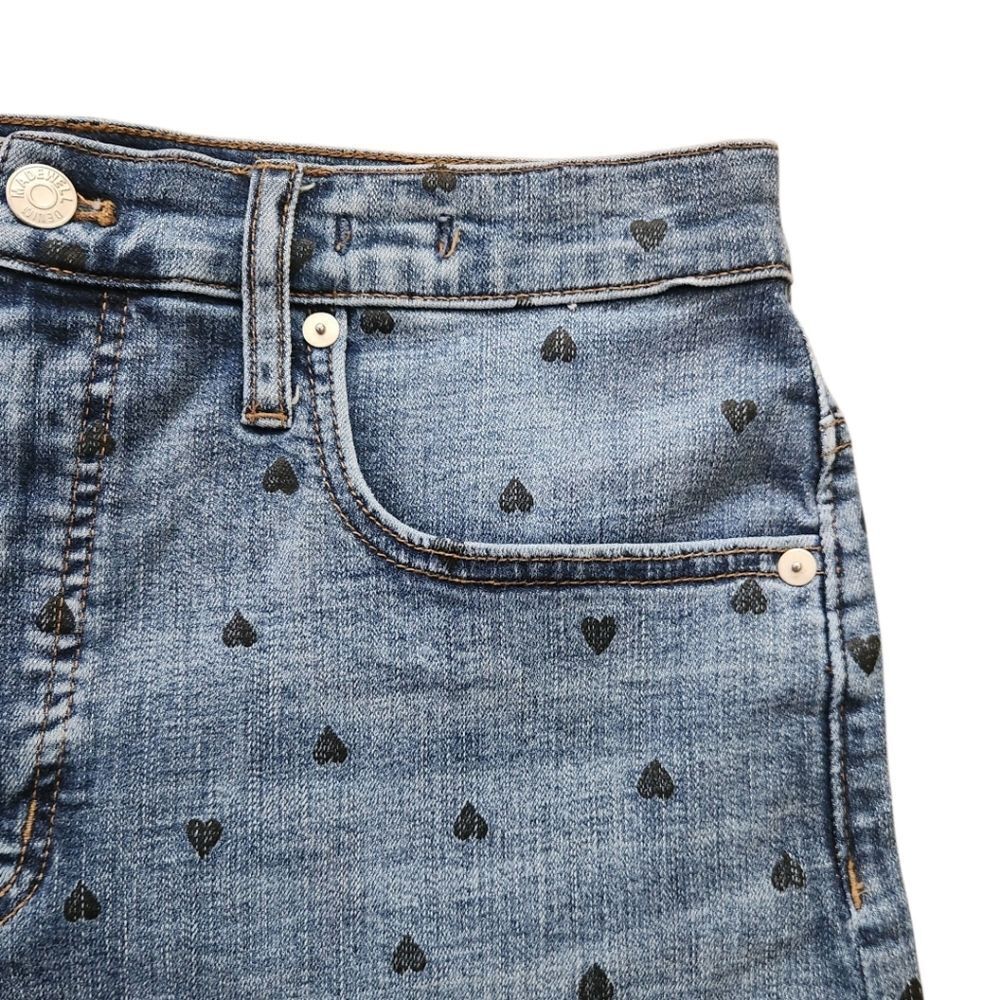 Madewell Women's Blue Denim Shorts High-Rise Heart Printed Fray Hem Size 30 (M) - Picture 6 of 15